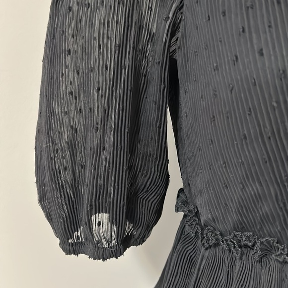 Tuckernuck ENGLISH FACTORY Dotted Mixed Media Tiered Dress Black Sz XS NEW - Picture 4 of 12